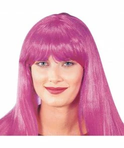 Fun Plus Adult Long Hot Pink Wig
