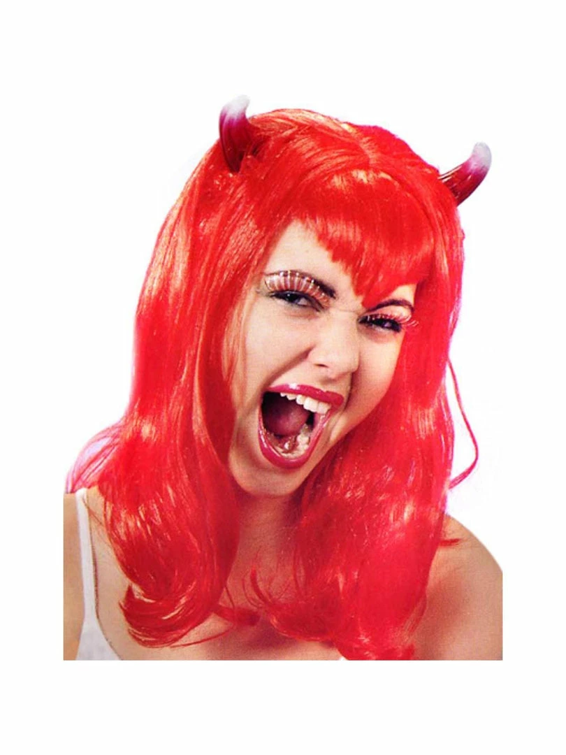 Fun Plus Adult Women's Devilina Wig W/ Horns Wigs 3 Fun Plus Adult Women's Devilina Wig W/ Horns Wigs
