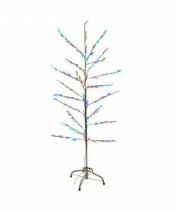 Everbright Trading Inc Decor Silver 58" Retro Artificial Christmas Tree W/ Light Up Leaves