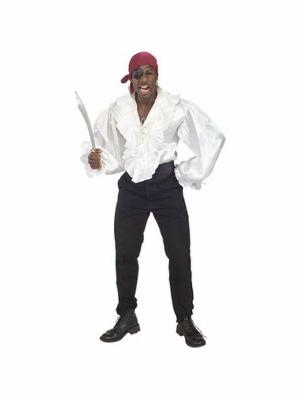 Exclusive Adult White Satin Pirate Shirt 3 Exclusive Adult White Satin Pirate Shirt