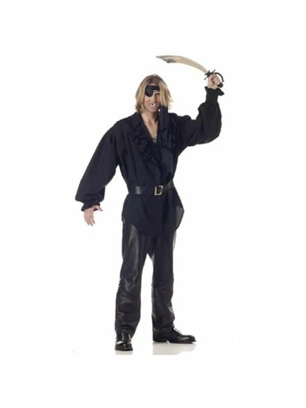 California Costume Co. Adult Men's Black Swashbuckler Pirate Shirt 3 California Costume Co. Adult Men's Black Swashbuckler Pirate Shirt