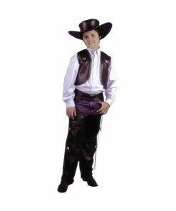 Charades Child's Black Cowboy Leather Chaps & Vest Costume Kids Costumes