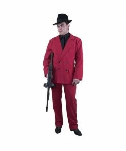 Charades Adult Costumes Adult Red Gangster Suit Costume