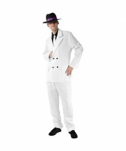 Charades Adult Costumes Adult Men's White Gangster Suit Costume