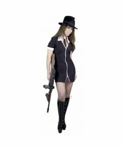 Charades Adult Sexy Black/White Gangster Moll Costume