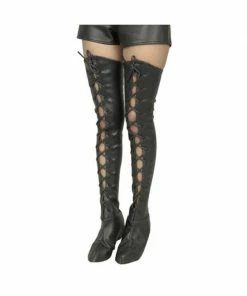 Charades Shoes & Boots Women's Leatherette Lace-Up Thigh High Boot Covers