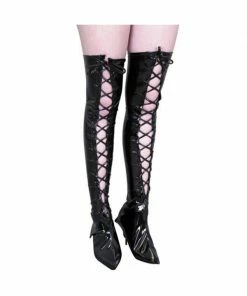 Charades Adult Vinyl Lace-Up Thigh High Boot Covers