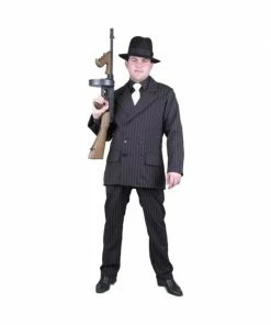 Charades Adult Black/White Gangster Suit Costume