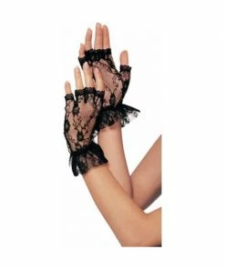 Be Wicked Adult Black Fingerless Lace Gloves