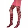 Be Wicked Adult Black/ Neon Pink Striped Tights