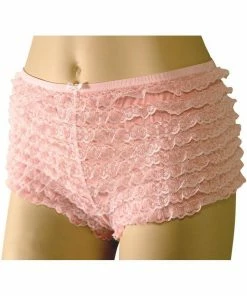 Leg Avenue Pink Lace Ruffled Tanga Shorts