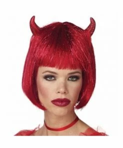 California Costume Co. Wigs Adult Shimmer Red Devil Wig With Horns