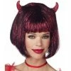 California Costume Co. Adult Shimmer Red & Black Devil Wig With Horns