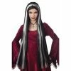 California Costume Co. Wigs Adult Super Long Black Wig With White Streaks