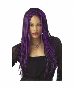 California Costume Co. Wigs Adult Twisted Long Purple & Black Wig