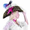 Charades Women's Black Lacey Pirate Hat Hats