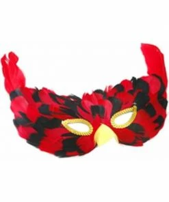 Top Trims Adult Black & Red Feather Eye Mask