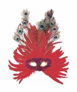 Top Trims Masks Adult Red Feather Peacock Eye Mask