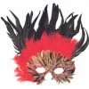 Top Trims Masks Adult Red & Black Feather Eye Mask