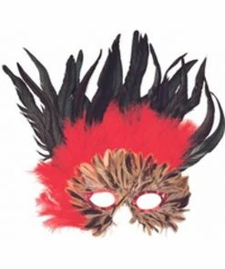 Top Trims Masks Adult Red & Black Feather Eye Mask