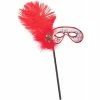 Top Trims Adult Red Feather Stick Eye Mask