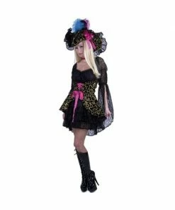 Charades Adult Costumes Adult Black Lacey Pirate Lady Costume
