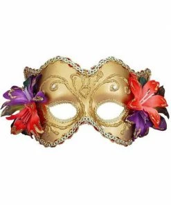 Forum Novelties Inc. Adult Gold Venetian Half Mask With Flowers Masks