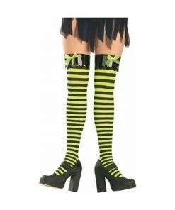 Rubies Costume Leggings Adult Black And Yellow Thigh High Tights