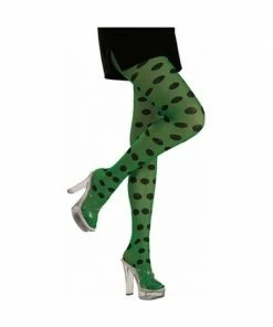 Rubies Adult Green / Black Polka Dot Tights
