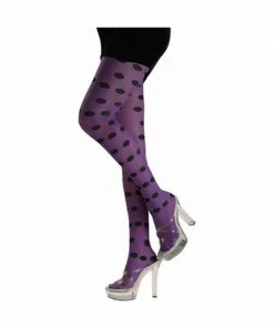 Rubies Adult Purple / Black Polka Dot Tights Costume Leggings