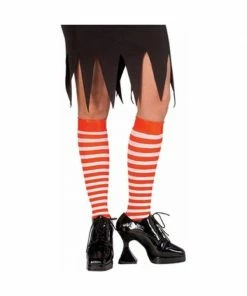 Rubies Costume Leggings Red / White Striped Knee High Socks