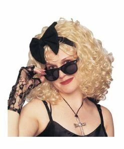 Franco 80s Pop Star Blonde Wig With Bow Wigs