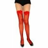 Charades Adult Red Fishnet Thigh High Stockings With Lace Top & Bow Costume Leggings