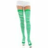 Charades Adult Green & White Striped Thigh High Stockings