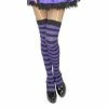 Charades Adult Purple & Black Striped Thigh High Stockings Costume Leggings