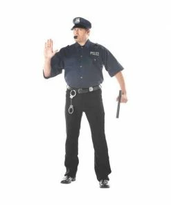 California Costume Co. Adult Costumes Adult Plus Size Cop Shirt And Hat Costume