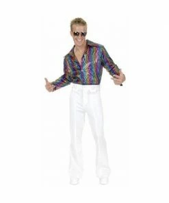 Charades Adult Men's Multi Glitter Disco Shirt Accessory Kits