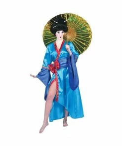 Funny Fashion Adult Costumes Woman's Blue Kimono Robe Costume