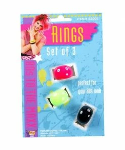 Forum Novelties Inc. Costume Jewelry Adult 80's Style Neon Ring Set