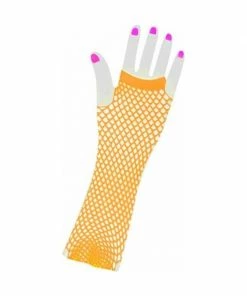 Forum Novelties Inc. Adult Long 80's Style Orange Neon Fishnet Gloves