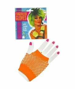 Forum Novelties Inc. Adult Short Neon Orange Fingerless Fishnet Gloves