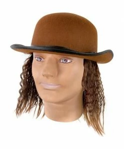 J Hat Hats Adult Brown Hat With Wig