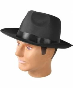 J Hat Adult Black Silk Gangster Hat