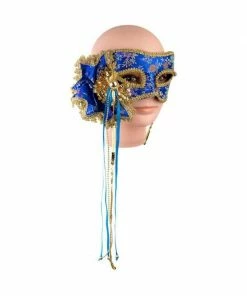 J Hat Blue Venetian Mask With Handle
