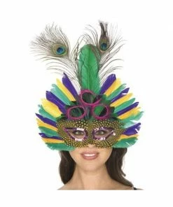 Be Wicked Masks Adult Mardi Gras Peacock Feather Mask