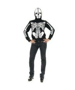 Charades Adult Women's Black And White Skeleton Hoodie