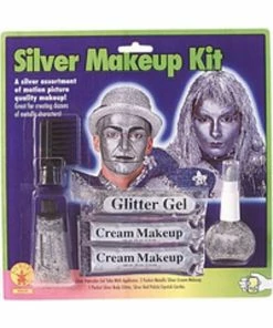 Halloween Resource Center Silver Face Makeup Kit Costume Make-up