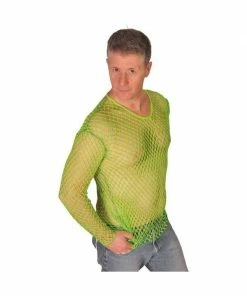 H.M. Smallwares Mens Neon Green Fishnet Shirt