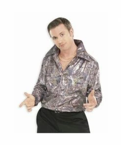 Charades Adult Purple Disco Shirt Men's Costumes