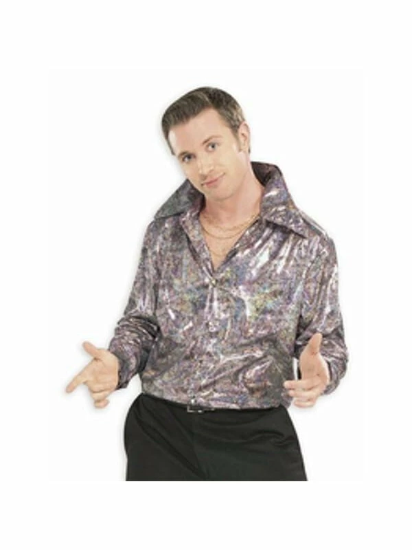 Charades Adult Purple Disco Shirt Men's Costumes 3 Charades Adult Purple Disco Shirt Men's Costumes
